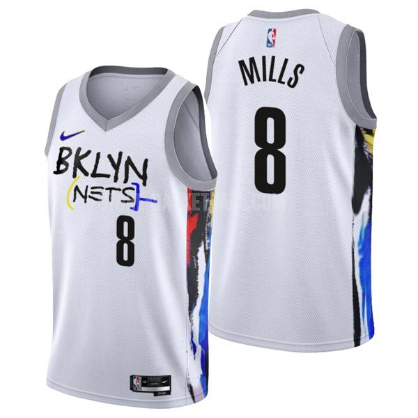 2022-23 brooklyn nets patty mills 8 white city edition men's replica jersey