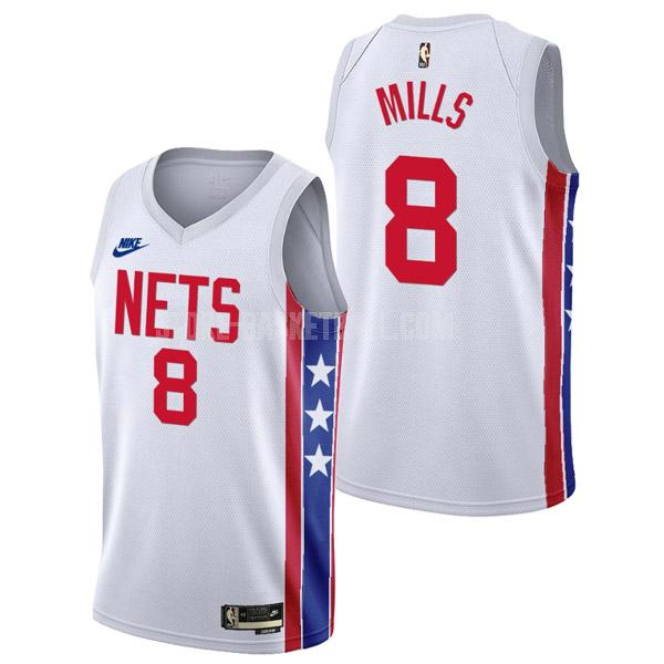 2022-23 brooklyn nets patty mills 8 white classic edition men's replica jersey