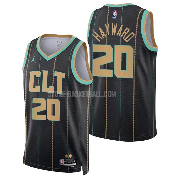 2022-23 charlotte hornets gordon hayward 20 black city edition men's replica jersey