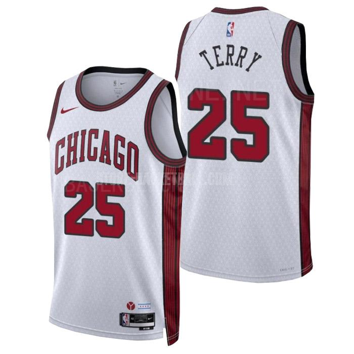 2022-23 chicago bulls dalen terry 25 white city edition men's replica jersey