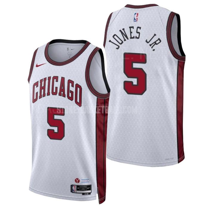 2022-23 chicago bulls derrick jones jr 5 white city edition men's replica jersey