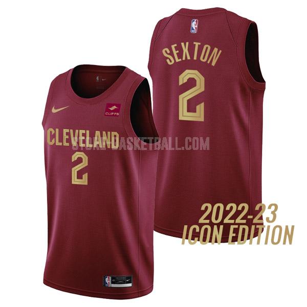 2022-23 cleveland cavaliers collin sexton 2 wine icon edition men's replica jersey