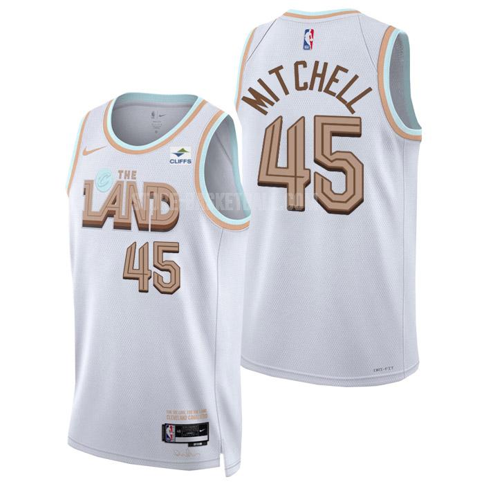 2022-23 cleveland cavaliers donovan mitchell 45 white city edition men's replica jersey