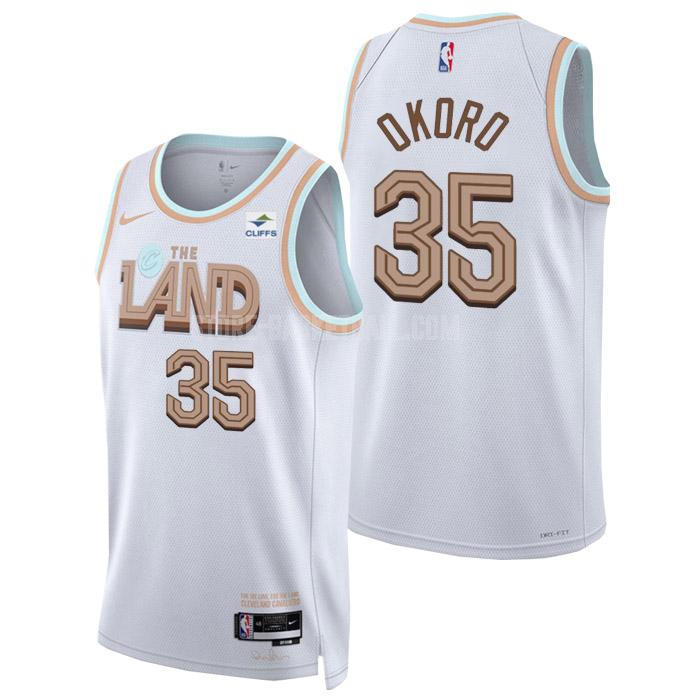 2022-23 cleveland cavaliers isaac okoro 35 white city edition men's replica jersey