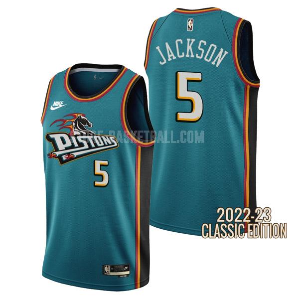 2022-23 detroit pistons frank jackson 5 teal classic edition men's replica jersey