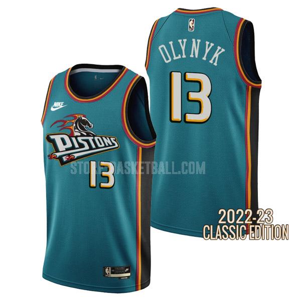 2022-23 detroit pistons kelly olynyk 13 teal classic edition men's replica jersey