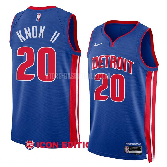2022-23 detroit pistons kevin knox ii 20 blue icon edition men's replica jersey