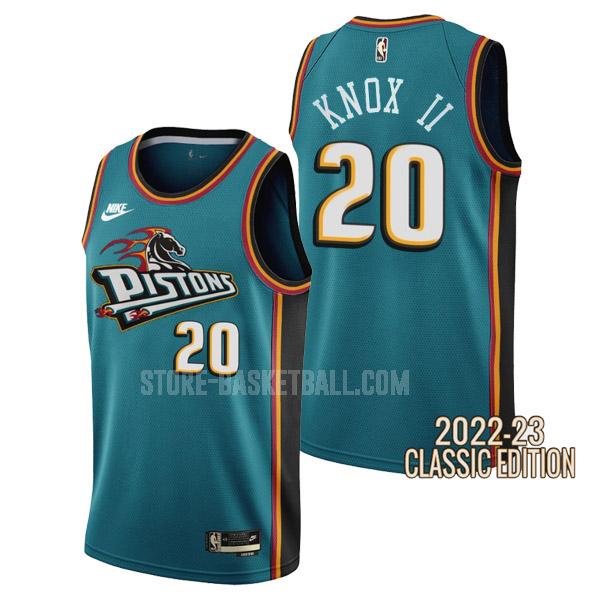 2022-23 detroit pistons kevin knox ii 20 teal classic edition men's replica jersey