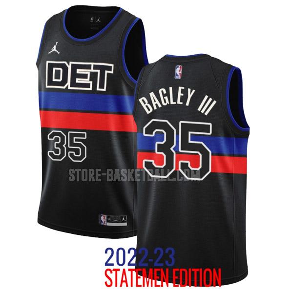 2022-23 detroit pistons marvin bagley iii 35 black statement edition men's replica jersey