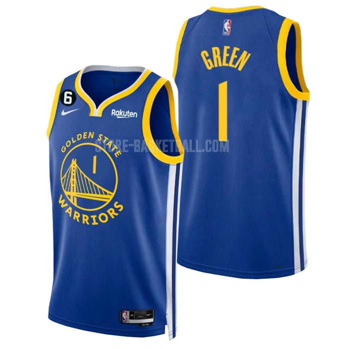 2022-23 golden state warriors jamychal green 1 blue icon edition men's replica jersey