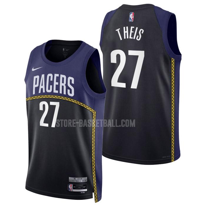 2022-23 indiana pacers daniel theis 27 black city edition men's replica jersey