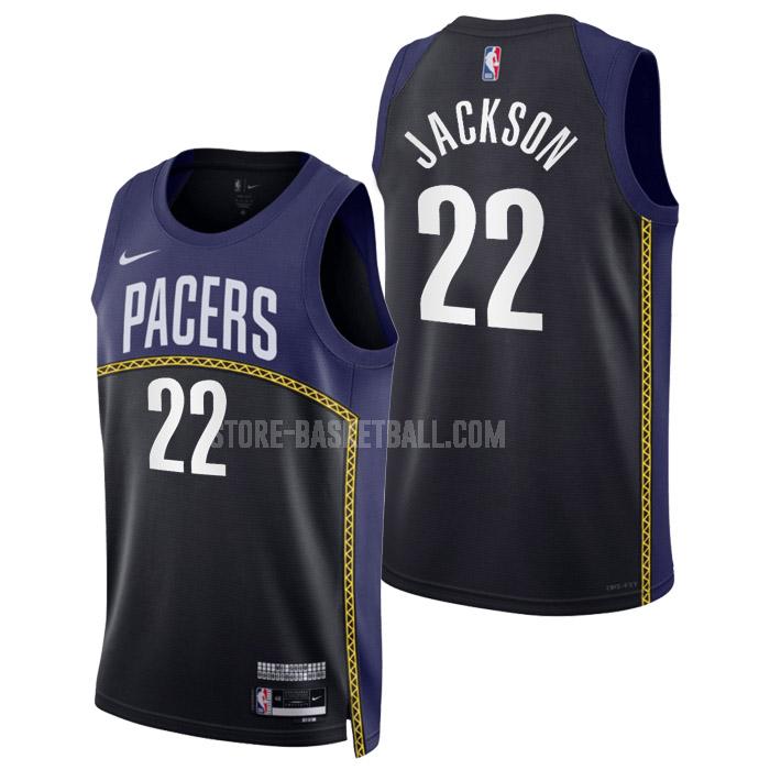2022-23 indiana pacers isaiah jackson 22 black city edition men's replica jersey