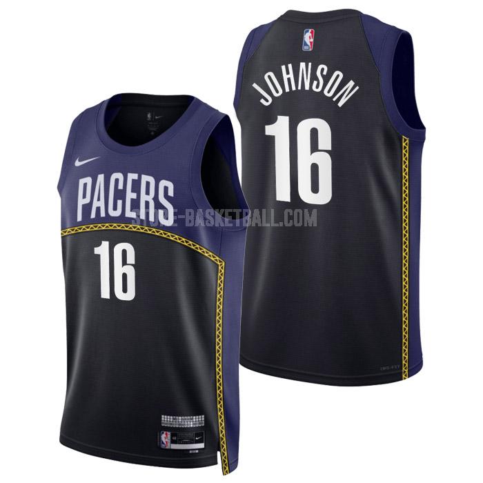 2022-23 indiana pacers james johnson 16 black city edition men's replica jersey