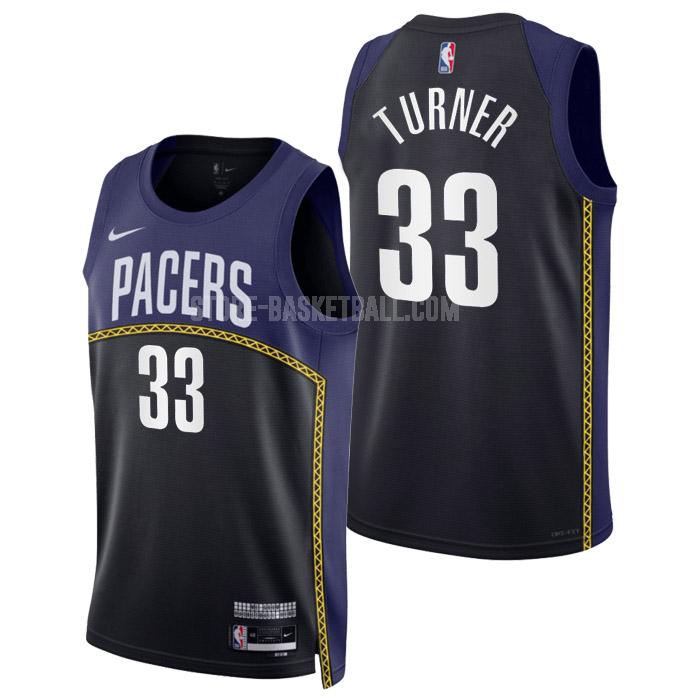 2022-23 indiana pacers myles turner 33 black city edition men's replica jersey