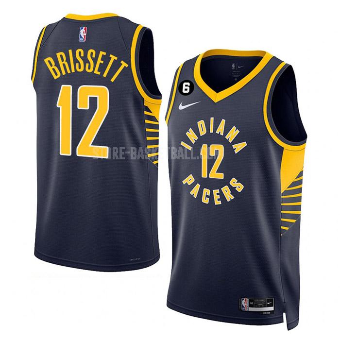 2022-23 indiana pacers oshae brissett 12 navy icon edition men's replica jersey
