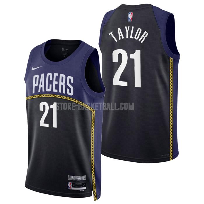 2022-23 indiana pacers terry taylor 21 black city edition men's replica jersey