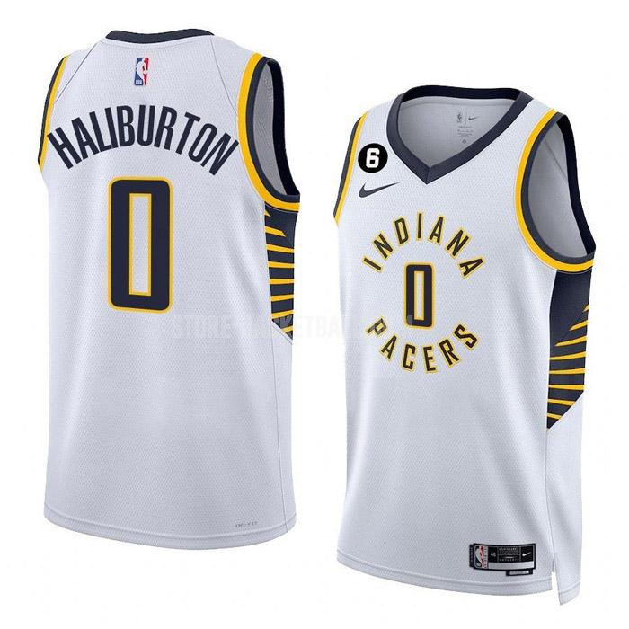 2022-23 indiana pacers tyrese haliburton 0 white association edition men's replica jersey