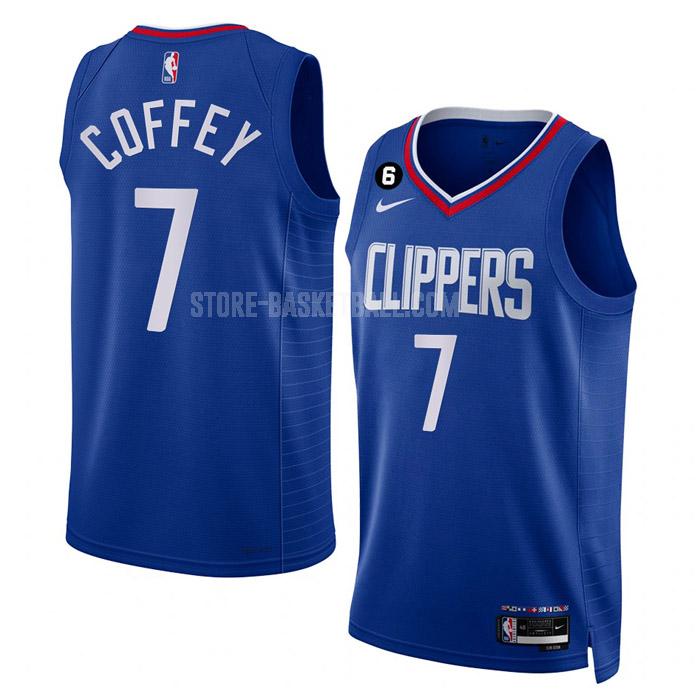2022-23 los angeles clippers amir coffey 7 blue icon edition men's replica jersey