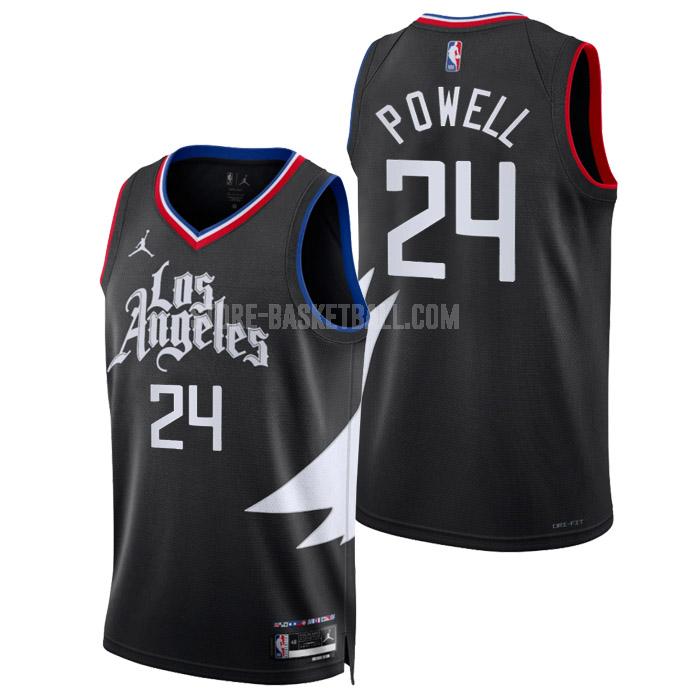 2022-23 los angeles clippers norman powell 24 black statement edition men's replica jersey