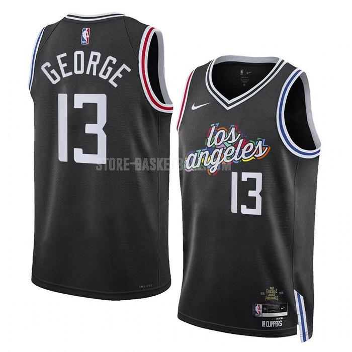 2022-23 los angeles clippers paul george 13 black city edition men's replica jersey