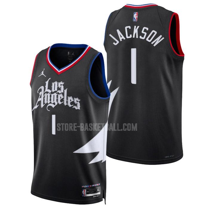 2022-23 los angeles clippers reggie jackson 1 black statement edition men's replica jersey