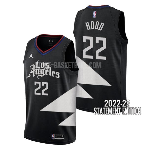 2022-23 los angeles clippers rodney hood 22 black statement edition men's replica jersey