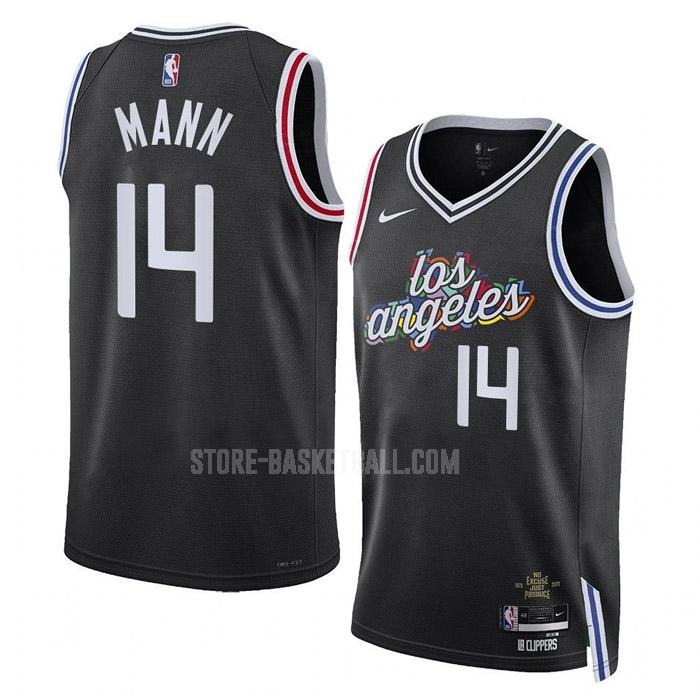 2022-23 los angeles clippers terance mann 14 black city edition men's replica jersey