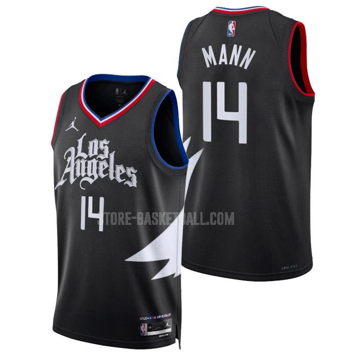 2022-23 los angeles clippers terance mann 14 black statement edition men's replica jersey