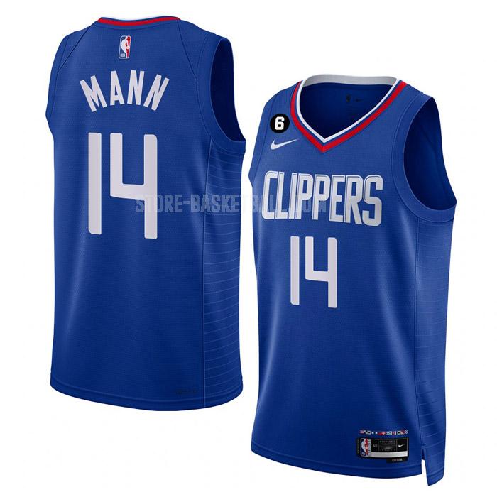 2022-23 los angeles clippers terance mann 14 blue icon edition men's replica jersey