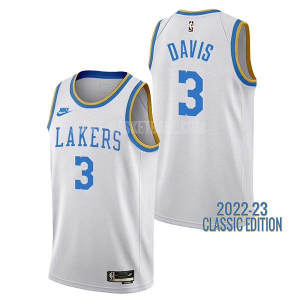 2022-23 los angeles lakers anthony davis 3 white classic edition men's replica jersey