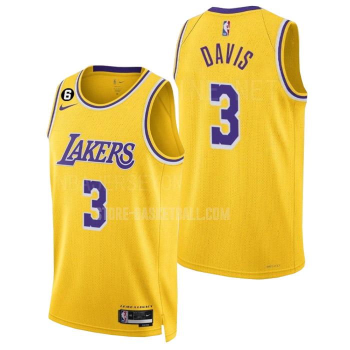 2022-23 los angeles lakers anthony davis 3 yellow icon edition men's replica jersey