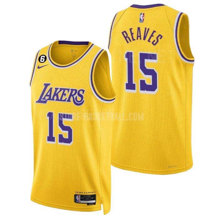 2022-23 los angeles lakers austin reaves 15 yellow icon edition men's replica jersey