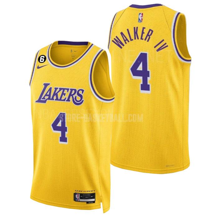 2022-23 los angeles lakers lonnie walker iv 4 yellow icon edition men's replica jersey
