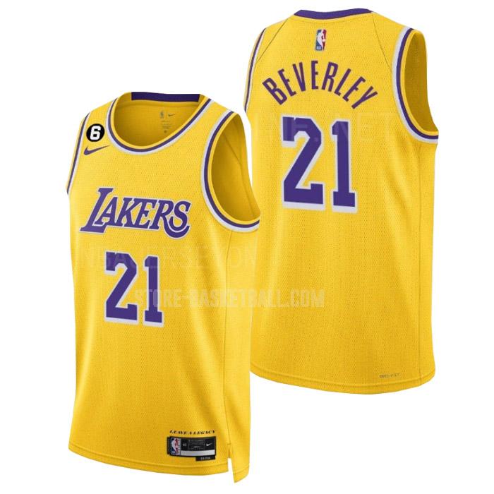 2022-23 los angeles lakers patrick beverley 21 yellow icon edition men's replica jersey