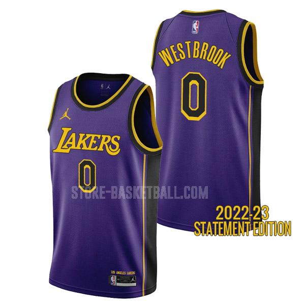 2022-23 los angeles lakers russell westbrook 0 purple statement edition men's replica jersey