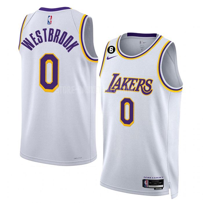 2022-23 los angeles lakers russell westbrook 0 white association edition men's replica jersey