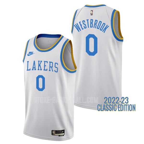 2022-23 los angeles lakers russell westbrook 0 white classic edition men's replica jersey