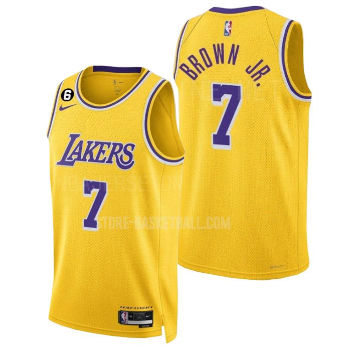 2022-23 los angeles lakers troy brown jr 7 yellow icon edition men's replica jersey