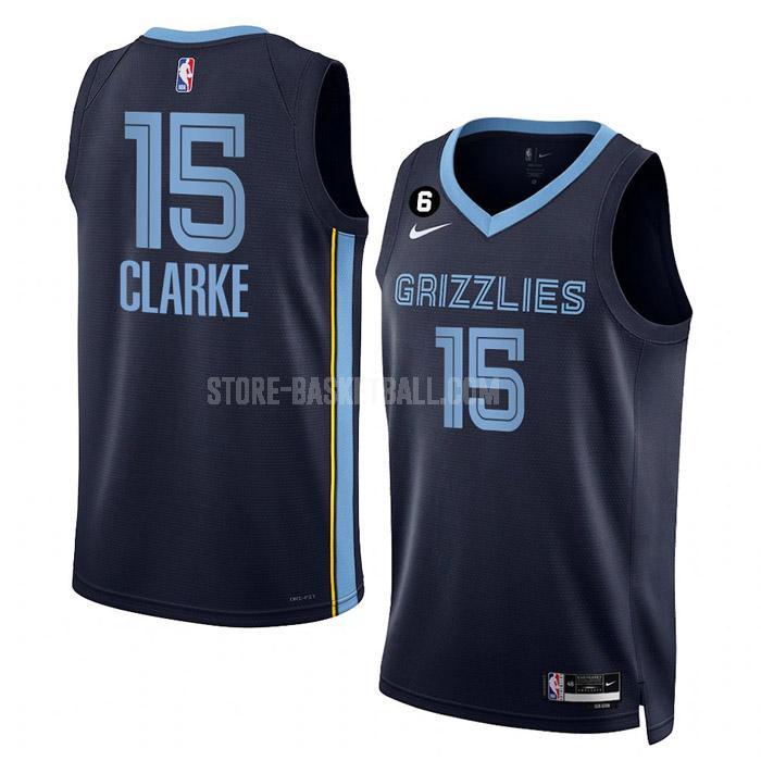 2022-23 memphis grizzlies brandon clarke 15 navy icon edition men's replica jersey
