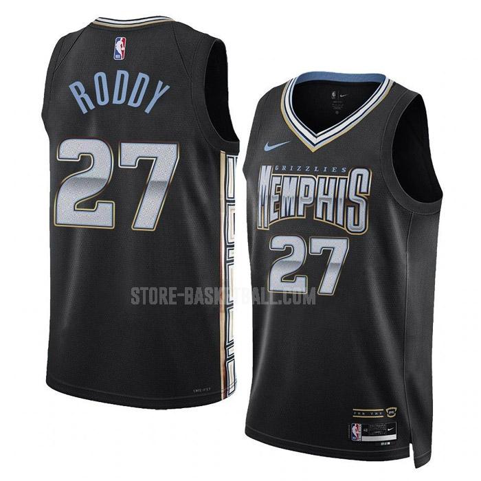 2022-23 memphis grizzlies david roddy 27 black city edition men's replica jersey