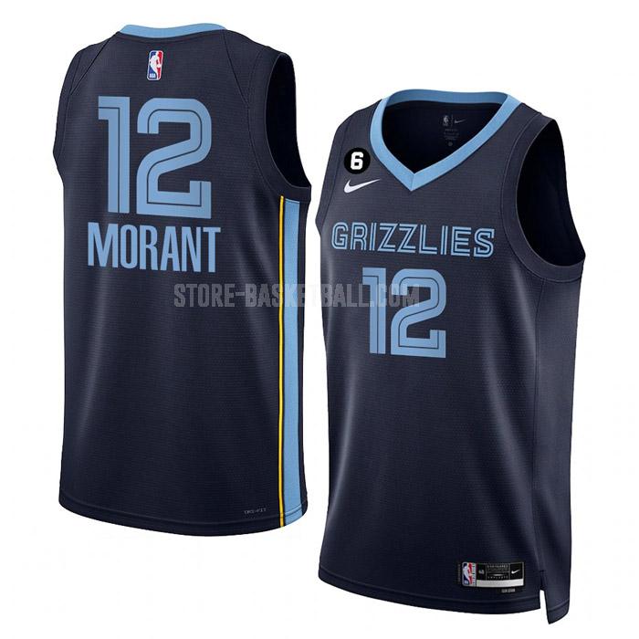 2022-23 memphis grizzlies ja morant 12 navy icon edition men's replica jersey