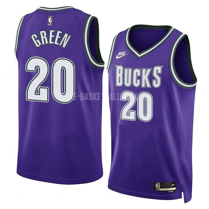 2022-23 milwaukee bucks a.c. green 20 purple classic edition men's replica jersey