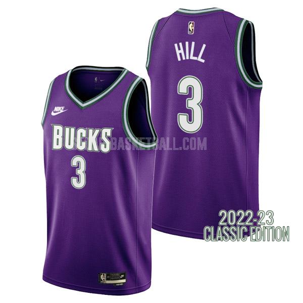 2022-23 milwaukee bucks george hill 3 purple classic edition men's replica jersey