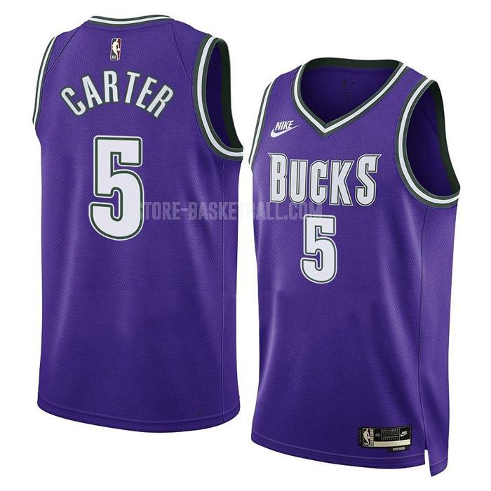 2022-23 milwaukee bucks jevon carter 5 purple classic edition men's replica jersey