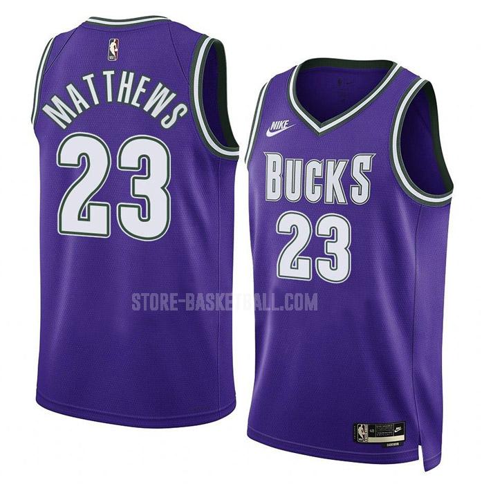 2022-23 milwaukee bucks wesley matthews 23 purple classic edition men's replica jersey