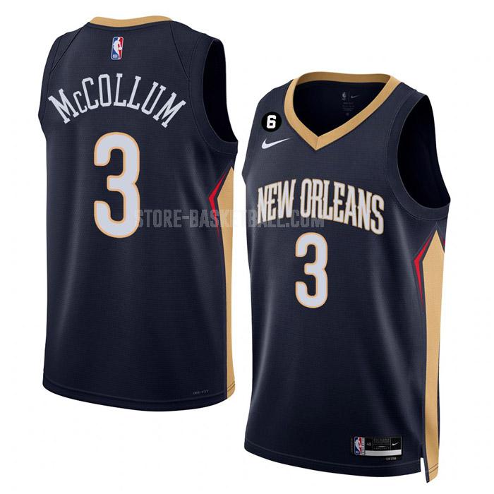 2022-23 new orleans pelicans c.j. mccollum 3 navy icon edition men's replica jersey
