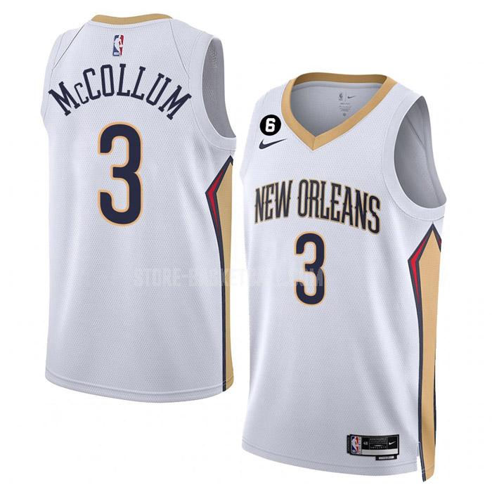2022-23 new orleans pelicans c.j. mccollum 3 white association edition men's replica jersey