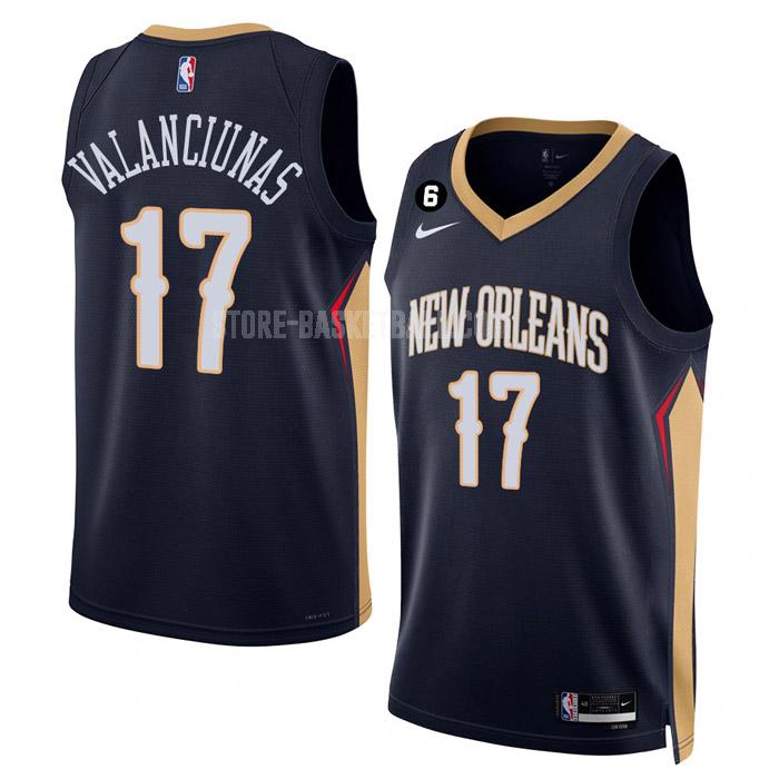 2022-23 new orleans pelicans jonas valanciunas 17 navy icon edition men's replica jersey