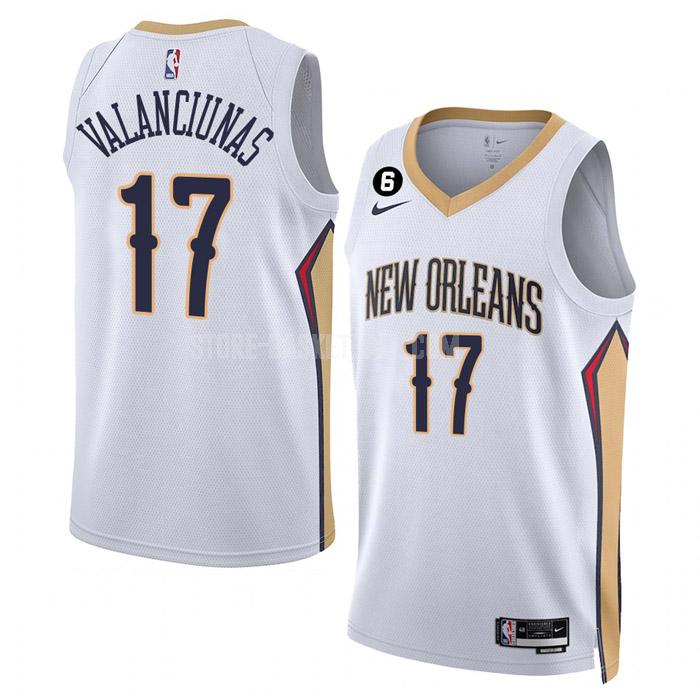 2022-23 new orleans pelicans jonas valanciunas 17 white association edition men's replica jersey