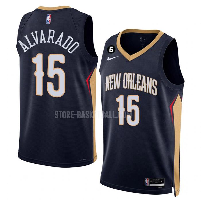 2022-23 new orleans pelicans jose alvarado 15 navy icon edition men's replica jersey